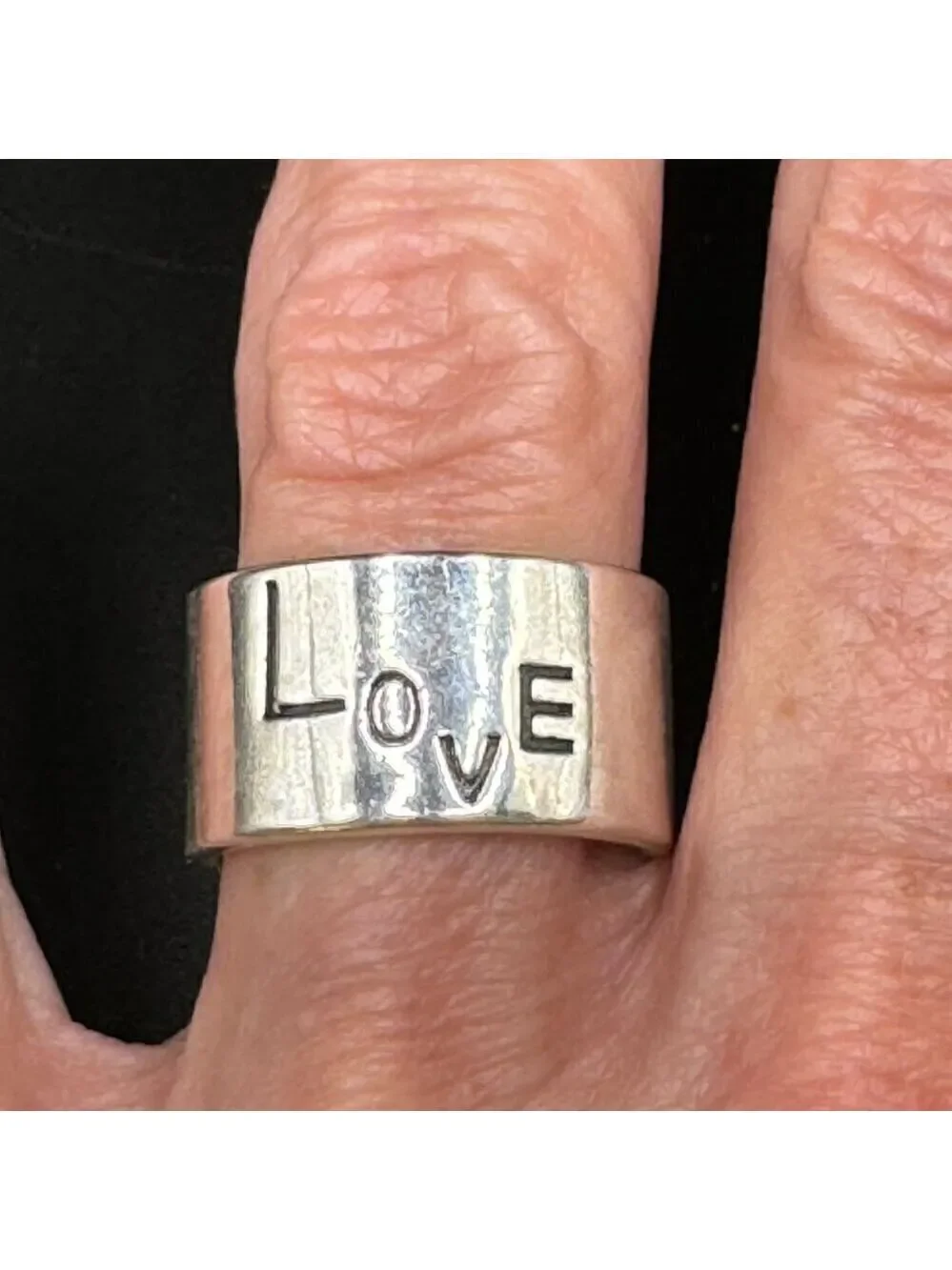 925 Sterling LOVE Boho Band Adjustable Ring #1377